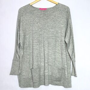 Lilly Pulitzer Seaside Gray Coolmax Joslyn Sweater Size M Pockets Oversized